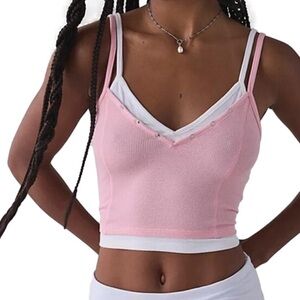 Urban Outfitters | BDG | Brooke Double Layer Cami Pink V-Neck Double-Strap